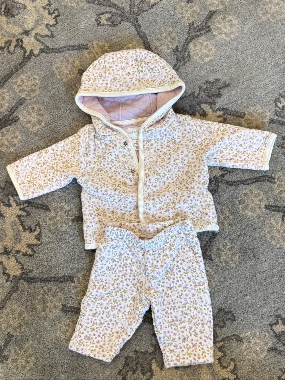 Carter’s Baby Girl Quilted Floral Hooded Set | 0–3M